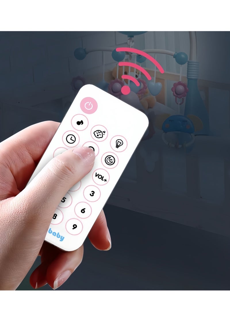 لعبة سرير الأطفال المتحركة مع الموسيقى والأضواء، لعبة متحركة لسرير الأطفال مع إمكانية الدوران، وإسقاط النجوم، مع جهاز تحكم عن بعد، ألعاب سرير الأطفال للأولاد والبنات (وردي) - Image 4